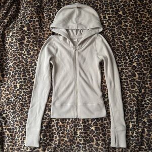 Beige Zip-Up Hoodie